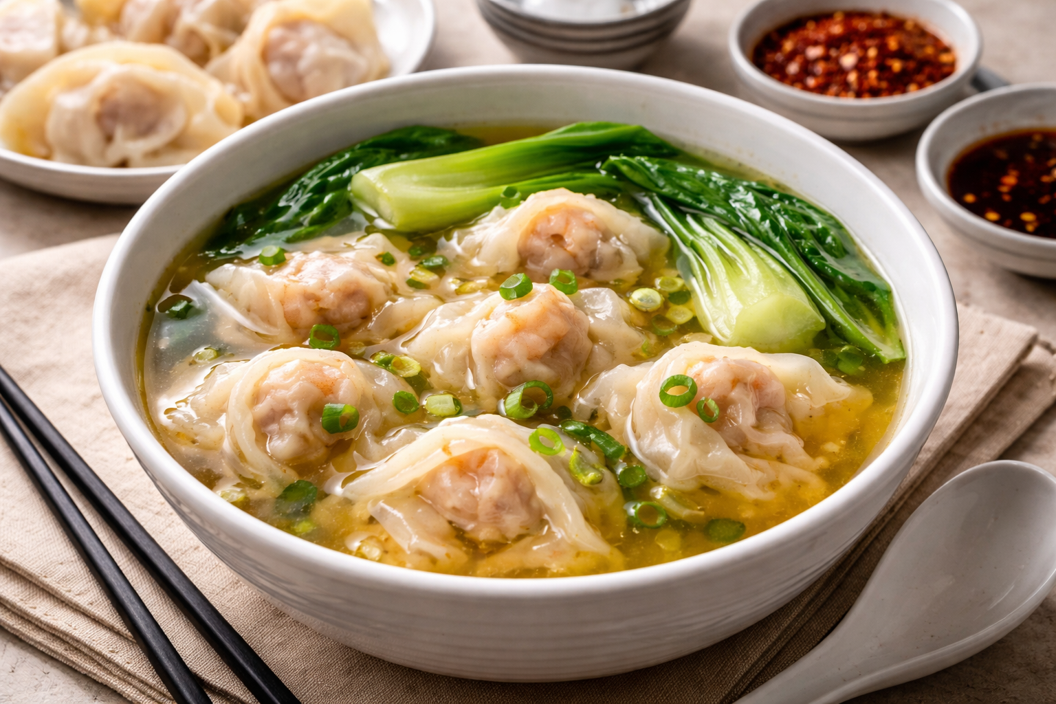 American Chinese Wonton Soup (Homemade Wontons)