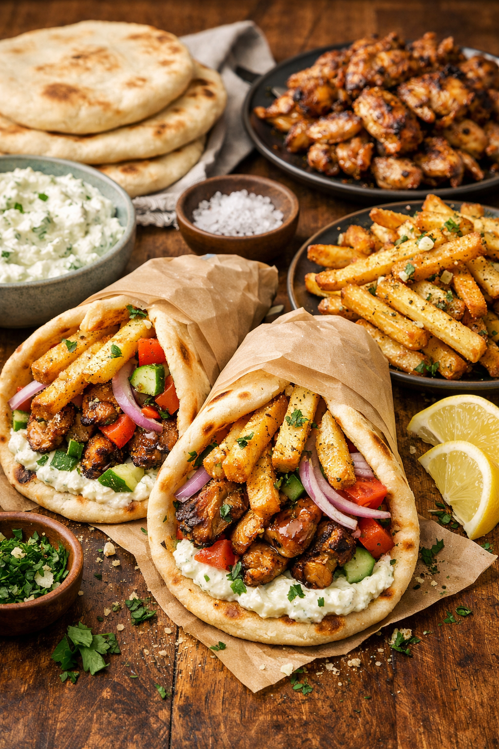 Chicken gyros with homemade pita
