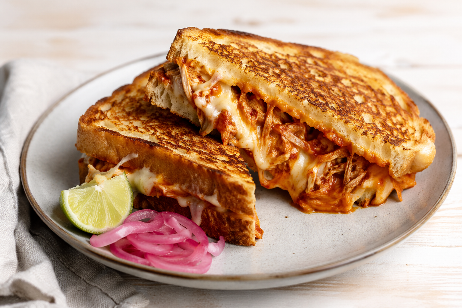 Chicken tinga grilled cheese