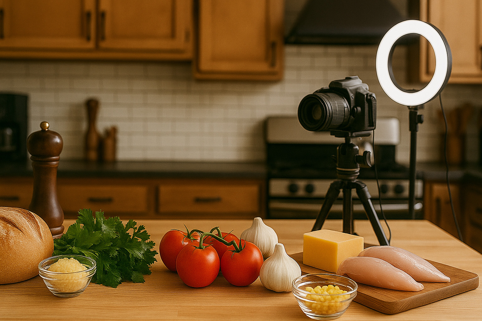 Horizontal kitchen banner for live streams