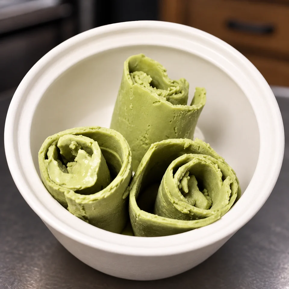 Scott’s matcha rolled ice cream; enhanced video still