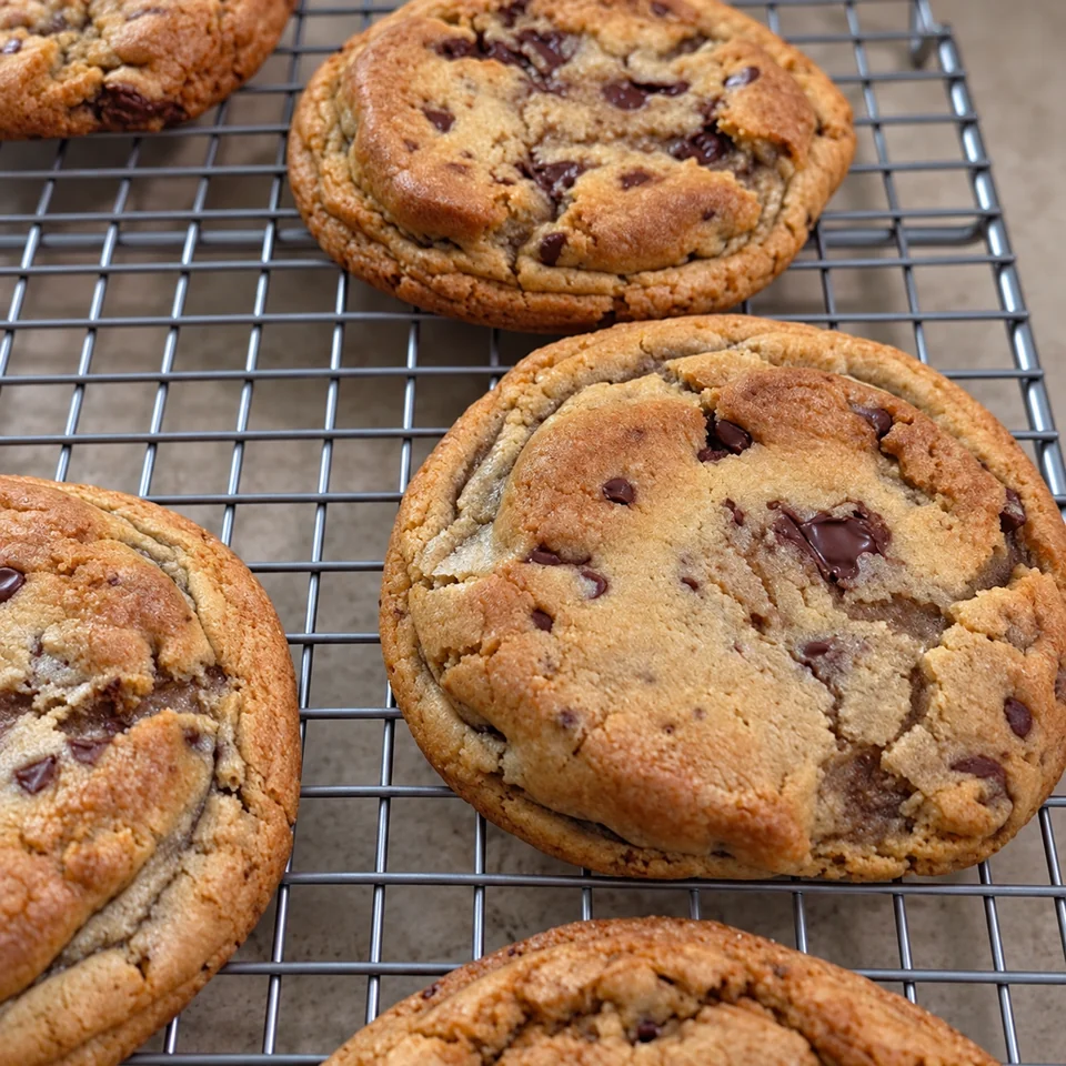 Bakery-style chocolate chip cookies with crisp edges and gooey centers