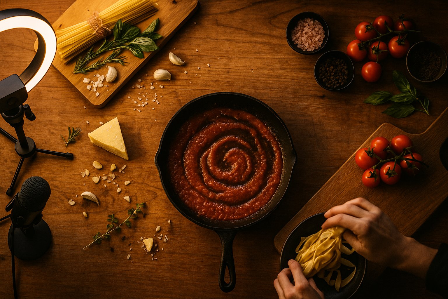 A BiteTalk live cooking setup in an active kitchen.