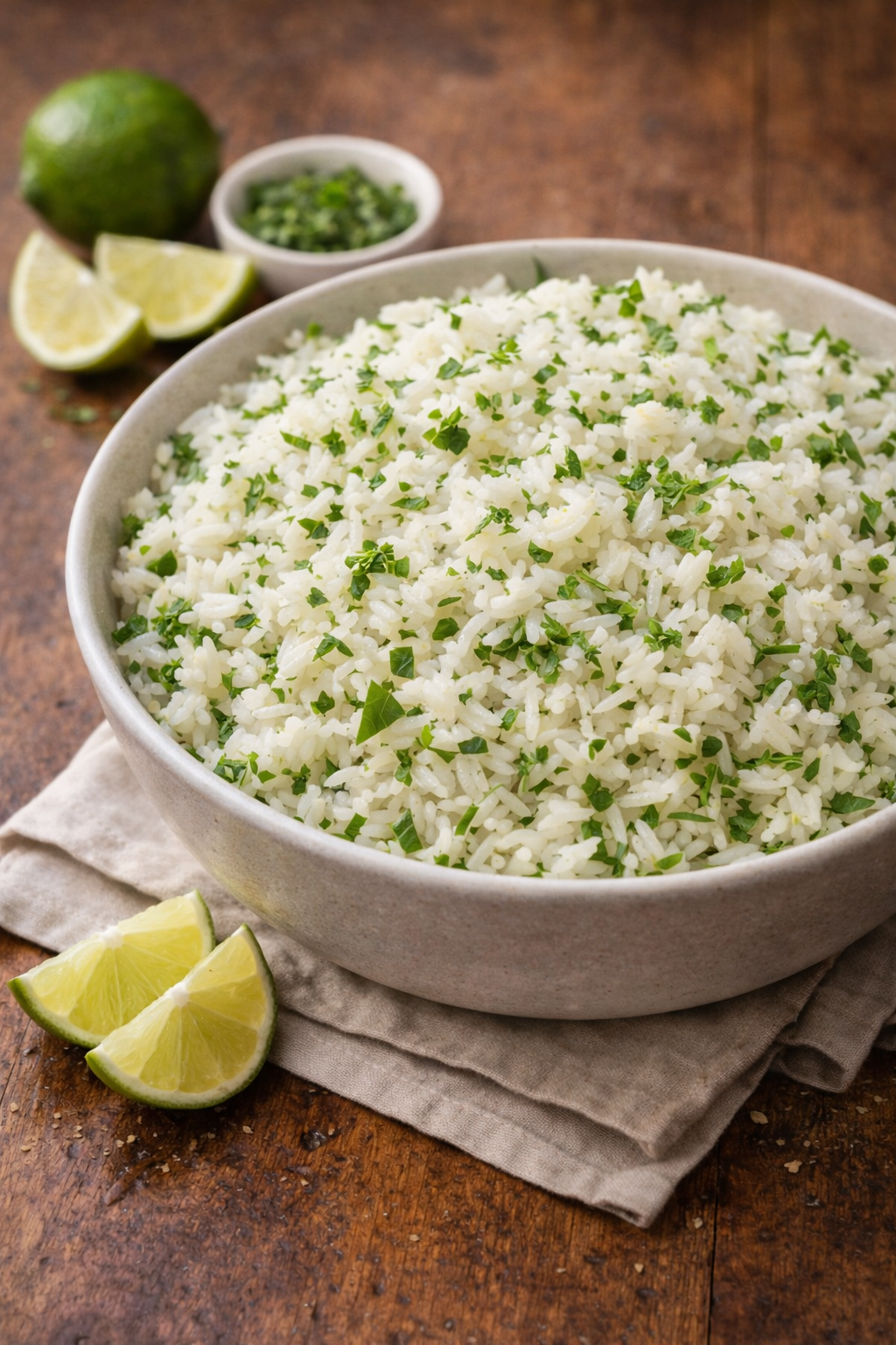 Cilantro lime rice in a bowl